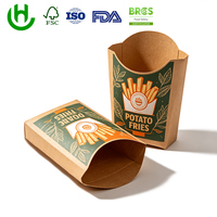 Boîte à frites en papier kraft sur mesure, emballage pour restauration rapide, conteneur jetable pour frites avec impression de logo, qualité alimentaire, à emporter