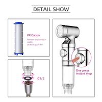 Vente chaude Chrome One-Touch Stop Accessoires de robinet de salle de bain Bidet coloré Filtre de pommeau de douche de toilette avec coton PP