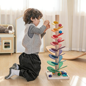 لعبة مسار الكرات الخشبية الموسيقية من رانوود، ألعاب مونتيسوري، لعبة تعليمية ملونة للأطفال، مجموعة ألعاب تعليمية قابلة للتركيب - Product Image 2