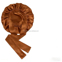 Bonnet de Douche en Soie Satinée Coloré Personnalisé avec Logo pour Femme, Grande Taille, Bord Large et Longue Queue Élastique – Idéal SPA & Sommeil