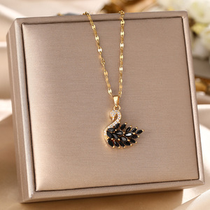 Fashion Stainless Steel Necklace for Women with Full Diamond <strong>Swan</strong> Trendy Personalized Collar Chain <strong>Jewelry</strong> - Product Image 2