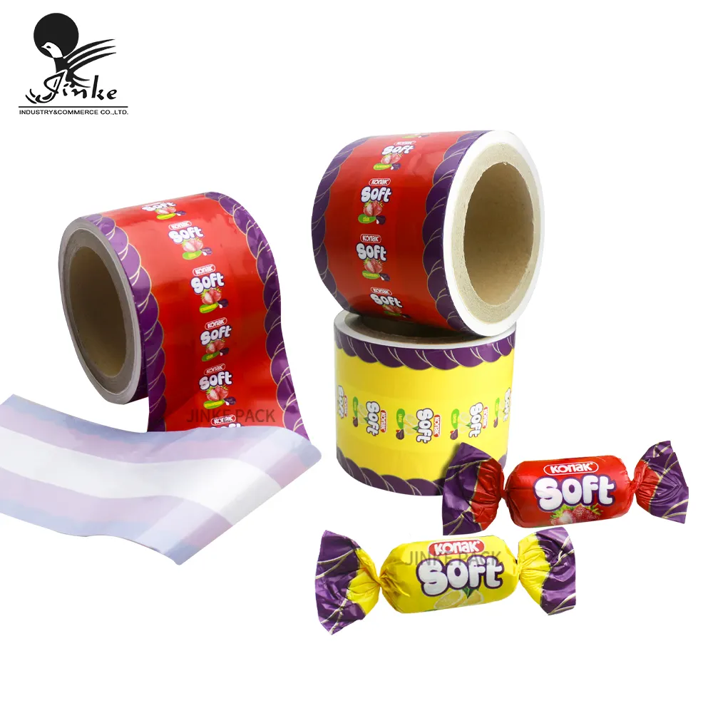 Película de envoltura de caramelo de doble giro impresa personalizada película de rollo de torsión para chocolate