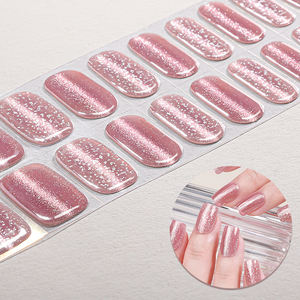 Uñas Postizas Magnéticas Glam Cat Eye, Puntas Stiletto <span class=keywords><strong>Verde</strong></span> Esmeralda, Gel con Purpurina Dorada, Autoadhesivas, No Necesitan Lámpara UV - Product Image 4