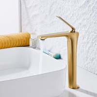 Robinet de lavabo monocommande en laiton massif finition chromée, robuste, à poser sur comptoir, eau chaude et froide, prix de gros