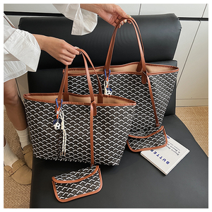 Sac à main ouvert de luxe LY, sac fourre-tout en PU, élégant, classique, rétro, géométrique, grande capacité, sac de shopping - Product Image 2