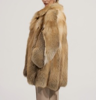 Manteau en fourrure de renard doré véritable, longueur moyenne à longue, manteau en fourrure moelleuse, vente en gros, veste longue en fourrure chaude pour femmes, hiver