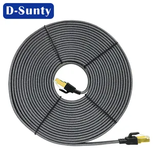 1M 2M 3M 5M Braided CAT8 FTP Flat Ethernet Cable Patch Cord 30AWG 7/0.1MM BC Cat8 Gold Plated Rj45 26awg Pure Copper Flat Wire