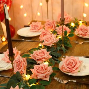 Flores Artificiales de Terciopelo de 4.33 Pulgadas con Tallo, Rosas Rosadas Artificiales para el Día de San Valentín, Bodas, Ramos de Novia, Decoración del Hogar - Product Image 6