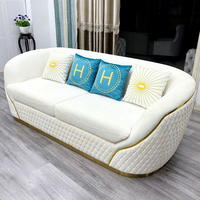 Ensemble de canapés droits en velours style crème européen, en cuir véritable, avec rembourrage en éponge haute densité pour salon et appartement