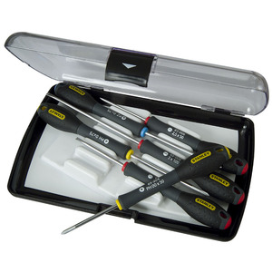 Jeu de tournevis de précision Stanley 6 pièces, tailles Ph00 à Ph2 et à fente, pour l'électronique et les travaux fins - Product Image 1