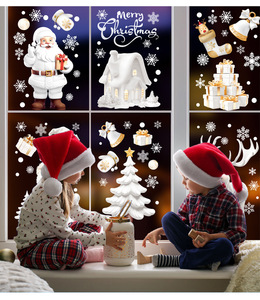 Autocollants de Noël pour fenêtres en verre, amovibles, imperméables, adhésifs statiques, <span class=keywords><strong>rennes</strong></span> et bonhommes de neige blancs, décorations écologiques en PVC pour portes et murs - Product Image 3