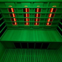 Nouveau sauna infrarouge intérieur en bois massif moderne à spectre complet pour 4 personnes avec panneau de commande