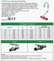 Fixation de support oscillant pour sprinkler UTT18 en fonte ductile robuste, conforme à la norme d'installation NFPA13