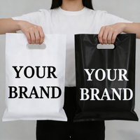 Sac de courses en plastique personnalisé avec poignée et impression de logo, sac de boutique en plastique