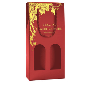 Chất Lượng Cao Rượu Vang Đỏ Bao Bì Quà Tặng Xử Lý Hộp Duy Nhất Hai Rượu Vang Túi Giấy Với Xử Lý - Product Image 2
