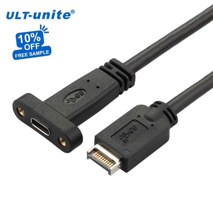 ULT-USB 3.1 Gen 2 USB-C 마더 보드 헤더 키 A 20pin 남성 연장 어댑터 케이블 패널 마운트 PCI 브래킷