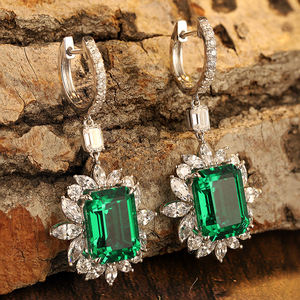 ANSTER-<span class=keywords><strong>pendientes</strong></span> de gota de oro de 18k con diamante de Esmeralda colombiana, aretes grandes de 10,06 quilates - Product Image 5