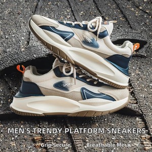 Nouvelles baskets pour hommes en mesh à lacets antidérapantes, plateforme sportive, décontractées, polyvalentes, tendance, chaussures de course personnalisées, massage des pieds, toutes saisons - Product Image 1