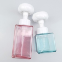 Flacon pompe carré en plastique mousse personnalisé avec logo, 250 ml et 450 ml, rose, bleu, transparent, pour nettoyant visage et désinfectant pour les mains