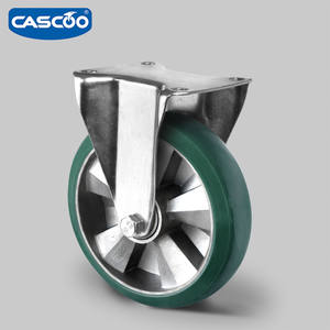 CASCOO 5 Polegadas Heavy Duty Poliuretano Verde Elástico Rodas Tipo Material De Alumínio Giratória para Rodízios De Suporte De Aço - Product Image 4