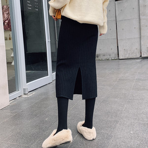 <span class=keywords><strong>Jupe</strong></span> longue moulante vintage en maille pour femme, style crayon, mi-longue, noire, <span class=keywords><strong>taille</strong></span> <span class=keywords><strong>haute</strong></span>, streetwear, Harajuku, pour l'automne et l'hiver, <span class=keywords><strong>jupe</strong></span> portefeuille - Product Image 6