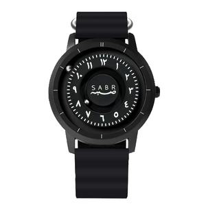 Montre homme SABR à mouvement à quartz, bracelet en acier inoxydable, cadran noir arabe, aiguille à défilement, boule magnétique - Product Image 2