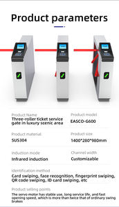 Torniquete Trípode Vertical de Altura Media, Barrera de Acceso Semiautomática, Mecanismo de Torniquete Trípode de Alta Calidad - Product Image 5
