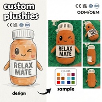 Fabricant de jouets en peluche personnalisés : Bouteille de pilules ultra-réductrice, décoration sur le thème de la pharmacie Relax Mate, jouets en peluche animaux personnalisés