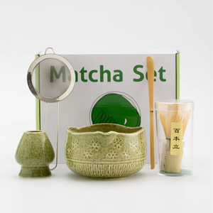 Shusen 100-teiliges Matcha-Set, 5-teilig, handgefertigte Keramik-Chawan, Bambuslöffel, Premium japanischer umweltfreundlicher Japandi-Stil, Edelstahl-Tee - Product Image 1
