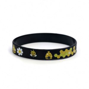 Bracelet en silicone souvenirs du Jour mondial du printemps, avec abeille et nid d'abeille, cadeau pour enfants pour fêtes, bracelet en caoutchouc, prix d'usine, en stock - Product Image 2