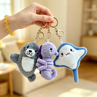 Porte-clés en peluche animaux marins mignons en gros : Pendentif en peluche douce (phoque, hippocampe, raie manta)