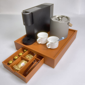 Nouveau support pour machine à café avec tiroir de rangement pour <span class=keywords><strong>capsules</strong></span> <span class=keywords><strong>Nespresso</strong></span>, organisateur en PU, plateau à café - Product Image 3