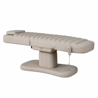 Table de soin esthétique électrique à 3 moteurs en cuir PU avec couvercle de colonne amovible, appui-tête réglable en hauteur pour salon et spa