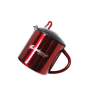 Vente en gros de tasses à café portables pour le camping et les voyages en plein air, avec poignée, en acier inoxydable à double paroi, tasse en métal - Product Image 4
