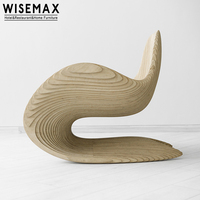 WISEMAX FURNITURE Fauteuil individuel de loisirs moderne et minimaliste en bois massif, au design irrégulier et unique, pour salon, maison et hôtel