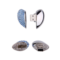 Flash Drive USB 2.0/3.0 8GB-64GB Bentuk Hati Kalung Berlian Perhiasan dengan Garansi 5 Tahun