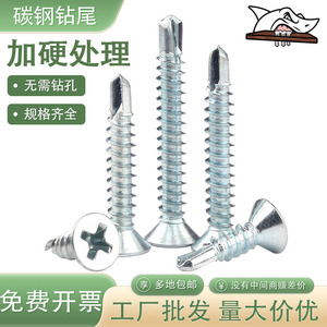 Vis autoperceuses à tête fraisée en acier au carbone, zinguées bleu-blanc, à tête plate Phillips, pour le plastique - Product Image 5