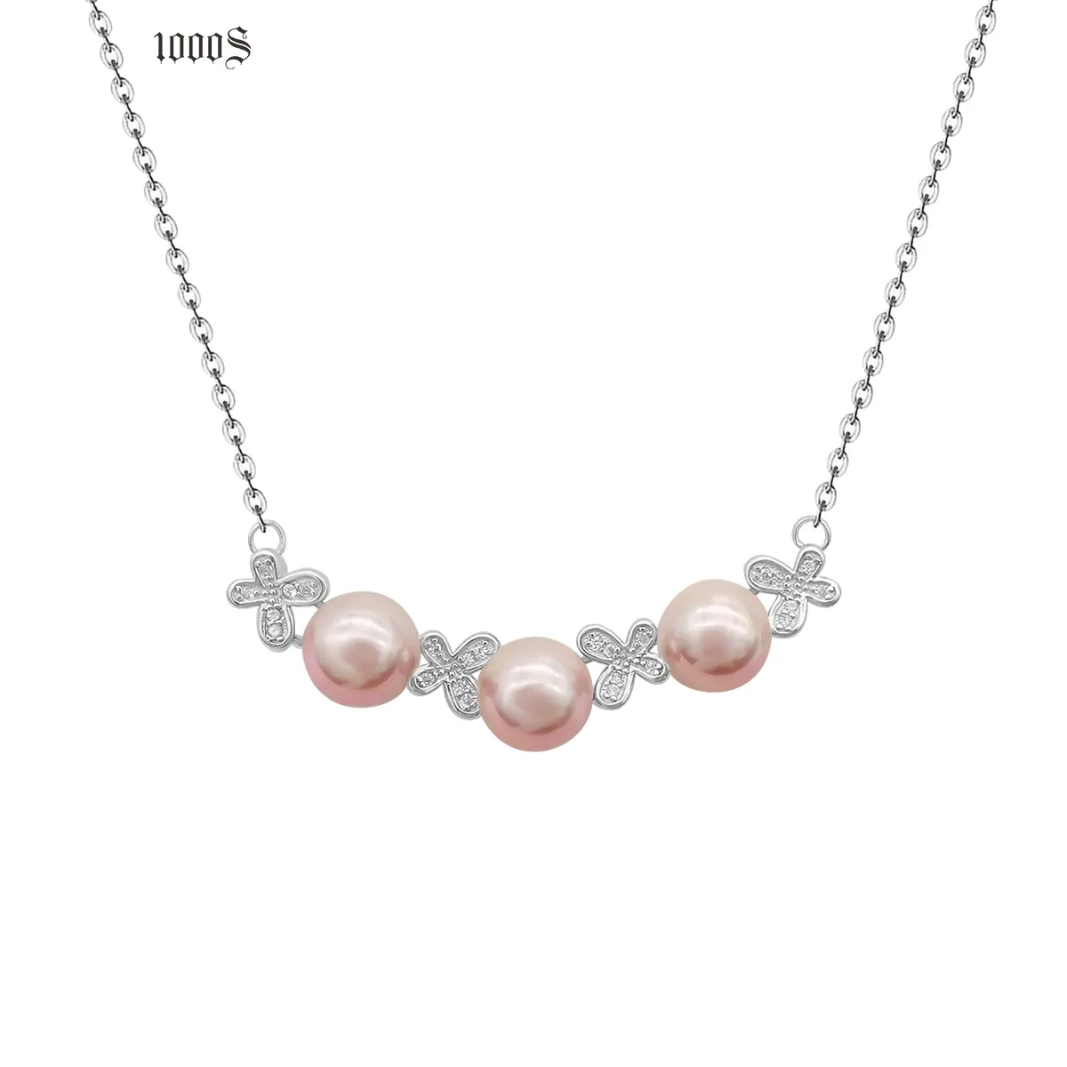 Fashion Pendant Custom Necklace Three Pearls Charm mit Zircon Stone Pink White Pearls für Women