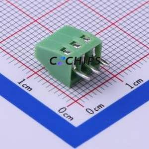KF128-2.54-3P Screw Terminal Block Through hole Component (THT),P=2.54mm Connector 1x3P 2.54mm Green Through Hole - Product Image 2