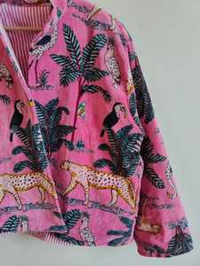 Chaqueta Bomber Clásica de Terciopelo Reversible y Transpirable con Estampado de Jungla Marrón, Ecológica, con Relleno 100% Algodón - Product Image 5