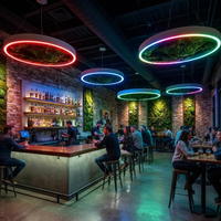 Luminaire suspendu rond en mousse RGB intelligent, décoration naturelle biophilique, lustre LED pour café, hôtel, bureau, spa, décoration de la maison