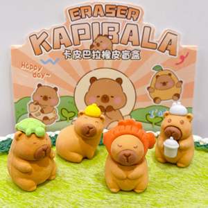 DHF Vente flash 24 pièces Gommes à effacer en forme de capybara 3D de <span class=keywords><strong>dessin</strong></span> animé Boîte aveugle Gommes à effacer mignonnes pour l'écriture et le <span class=keywords><strong>dessin</strong></span> Papeterie Fournitures scolaires de bureau - Product Image 4
