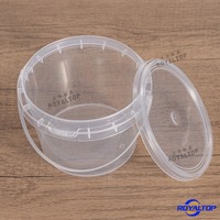 Seau jetable 300ml 500ml 750ml 1L 2L 3L 4L 5L Boîte d'emballage en plastique transparent carrée et seau avec poignée et couvercle pour aliments