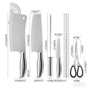 ชุดมีดสแตนเลส 7 ชิ้น พร้อมที่วาง ใบมีดขัดเงา สำหรับใช้ในครัว - Product Image 1