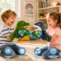 Marionnette de main en peluche Requin de boxe personnalisée, bouche mobile, pour jeu interactif enfant, vente en gros