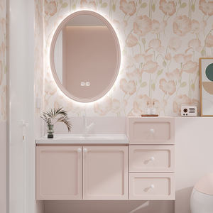 Vente en gros de comptoir de luxe en ardoise et en roche Meuble-lavabo mural étanche <span class=keywords><strong>sous</strong></span> l'évier Armoires de salle de bain en bois massif véritable - Product Image 4