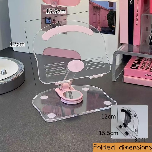 New Transparent Acrylic Tablet Stand, Foldable, Rotatable, Height-adjustable, Multi-functional Desktop Anti-slip Tablet Holder