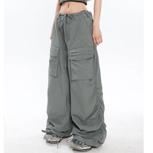 Wholesale Fashion Streetwear Y2K Style <b>Low</b> <b>Rise</b> Slouchy Ruched <b>Cargo</b> Pants Relax Style Puls Size Women's Pants & Trousers - Product Image 2