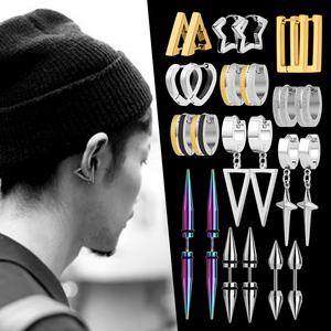 316 thép không gỉ hai giai điệu Huggie Hoop Bông tai hình tam giác bạc chéo dangle Bông tai - Product Image 3