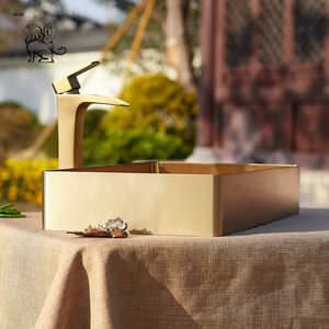 BLVE hotel all'aperto strutture pubbliche in metallo ottone antico lavabo 304 lavabo lavello per lavaggio a mano in <span class=keywords><strong>acciaio</strong></span> inossidabile - Product Image 3